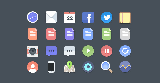 24 PSD Flat Icons for Free